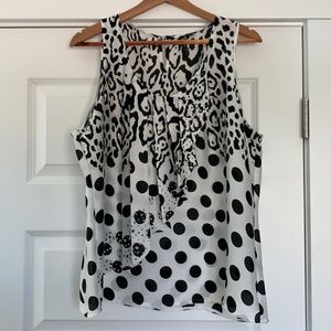 Black and White Sleeveless Blouse